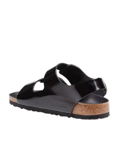 Birkenstock Milano Big Buckle I Lacquered Leather Sandal Color Bla In Black