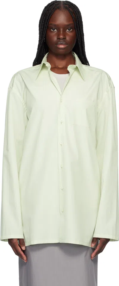Rier Green Popeline Cotton Shirt In Linden Popeline