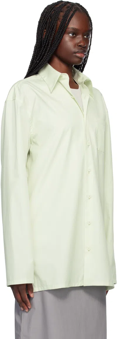 Rier Green Popeline Cotton Shirt In Linden Popeline