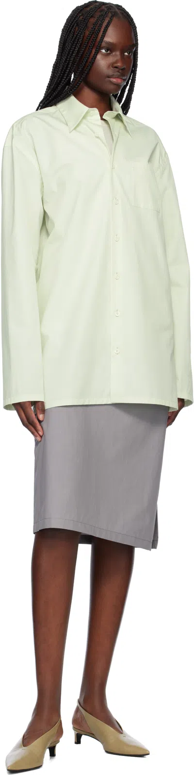 Rier Green Popeline Cotton Shirt In Linden Popeline
