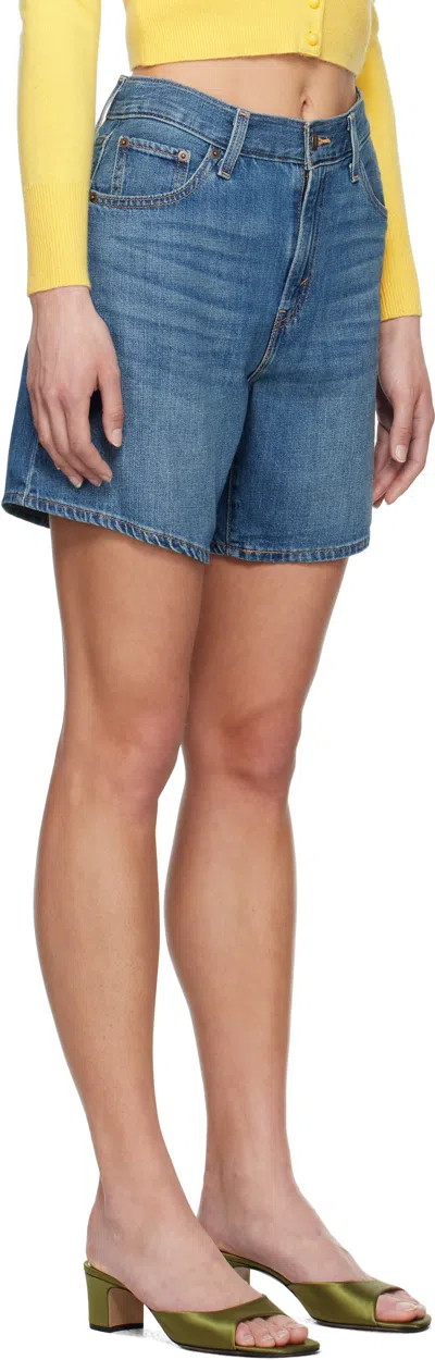 Levi's 501 Mid-thigh High Rise Straight Fit Denim Shorts In Blue