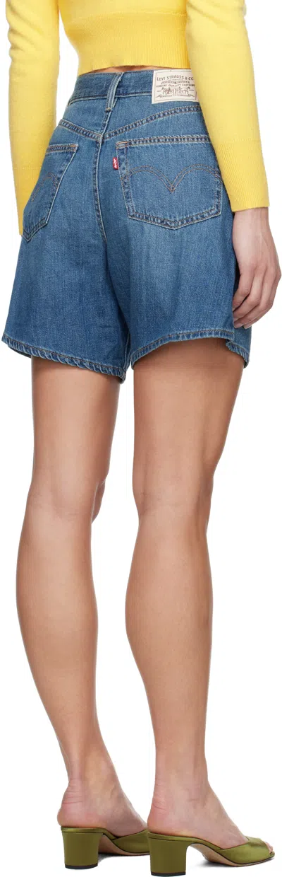 Levi's 501 Mid-thigh High Rise Straight Fit Denim Shorts In Blue