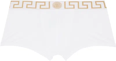 Versace Trio Of Cotton Boxer Shorts In Multicolor