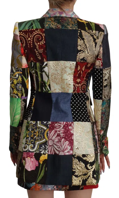 Dolce & Gabbana Multicolor Double-breasted Patchwork Jacquard Blazer Jacket In Multicolor