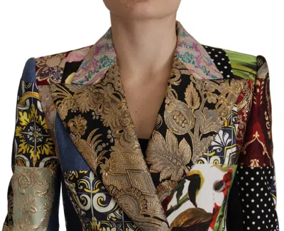 Dolce & Gabbana Multicolor Double-breasted Patchwork Jacquard Blazer Jacket In Multicolor