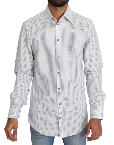Dolce & Gabbana Black White Polka Dots Dress Shirt In White