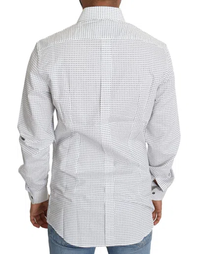 Dolce & Gabbana Black White Polka Dots Dress Shirt In White
