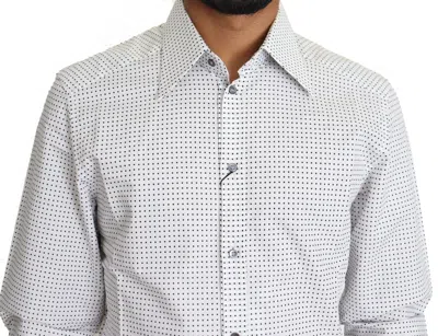 Dolce & Gabbana Black White Polka Dots Dress Shirt In White