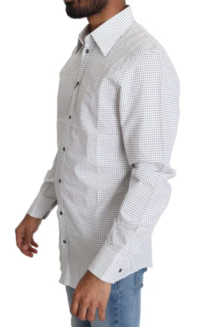 Dolce & Gabbana Black White Polka Dots Dress Shirt In White