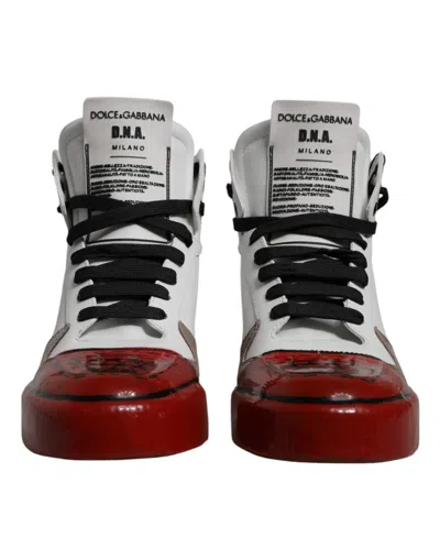 Dolce & Gabbana Multicolor Leather High Top Sneakers Shoes In Multicolor