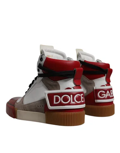 Dolce & Gabbana Multicolor Leather High Top Sneakers Shoes In Multicolor
