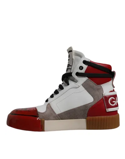 Dolce & Gabbana Multicolor Leather High Top Sneakers Shoes In Multicolor