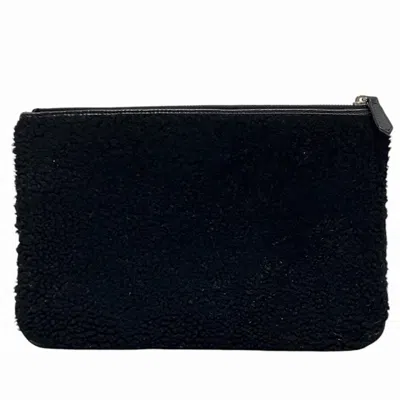 Pre-owned Fendi Black Fur Clutch Bag Pouch ()