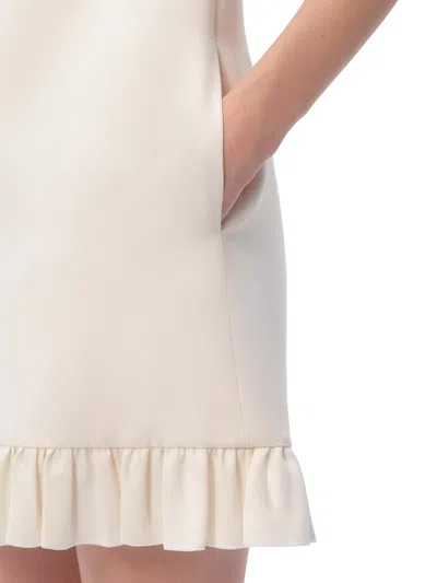 Valentino Boat Neckline Silk And Wool Blend Dress In Nude