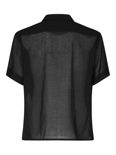 Magliano Cotton Shirt With Patch Pockets And Sheer Fabric In Black