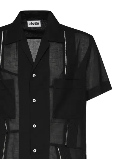 Magliano Cotton Shirt With Patch Pockets And Sheer Fabric In Black