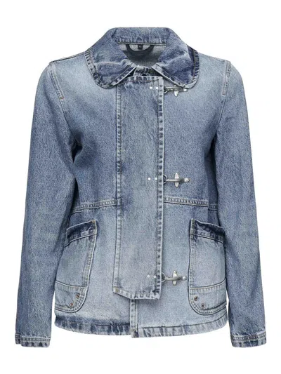 Fay Denim Jacket With Oversized Collar In Blue