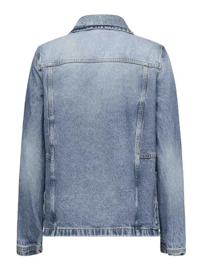 Fay Denim Jacket With Oversized Collar In Blue