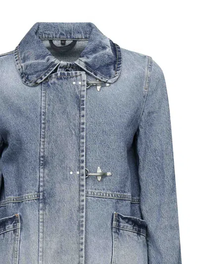 Fay Denim Jacket With Oversized Collar In Blue