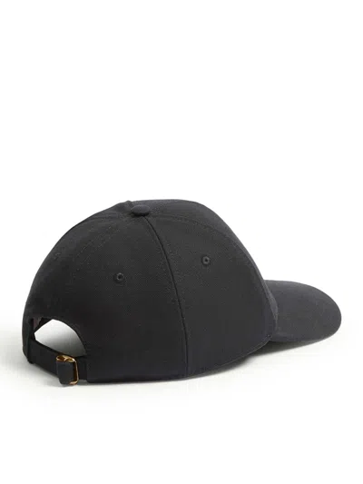 Valentino Garavani Cotton Baseball Cap With Embroidery And Curved Brim In Black