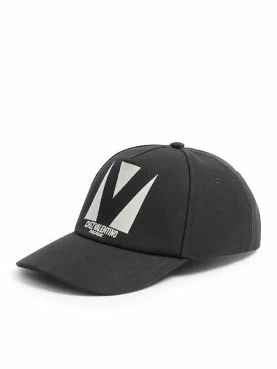 Valentino Garavani Cotton Baseball Cap With Embroidery And Curved Brim In Black