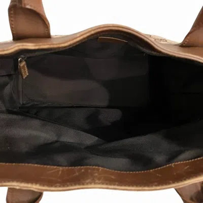 Pre-owned Gucci Beige Brown Gg Canvas Leather Tote Bag () In Beige, Brown