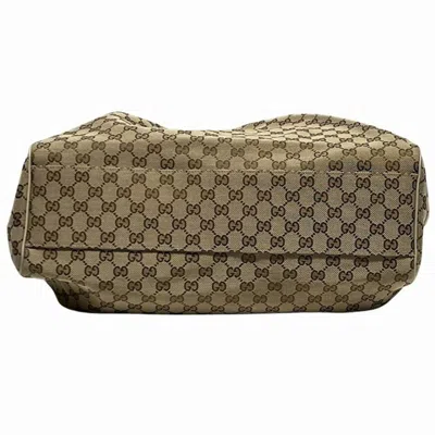 Pre-owned Gucci Beige Ivory Gg Canvas Leather Shoulder Bag Tote Bag () In Beige, Ivory