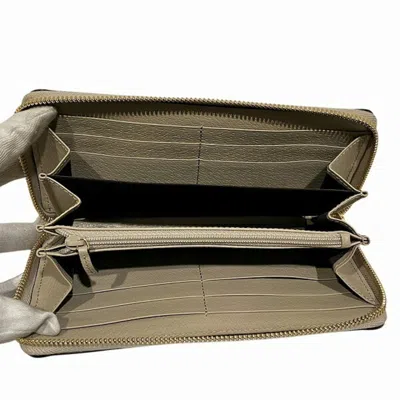 Pre-owned Gucci Beige White Gg Supreme Canvas Leather Long Wallet (bi-fold) () In Beige, White