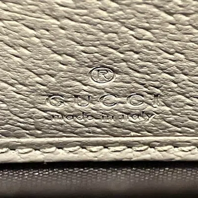 Pre-owned Gucci Beige White Gg Supreme Canvas Leather Long Wallet (bi-fold) () In Beige, White
