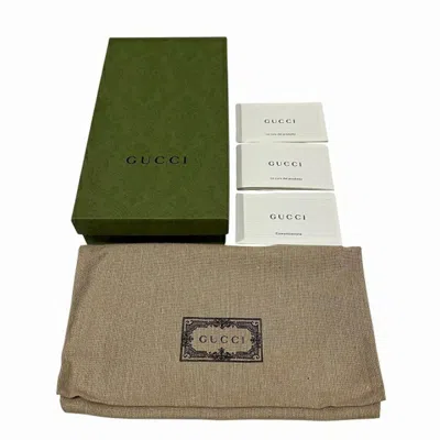Pre-owned Gucci Beige White Gg Supreme Canvas Leather Long Wallet (bi-fold) () In Beige, White