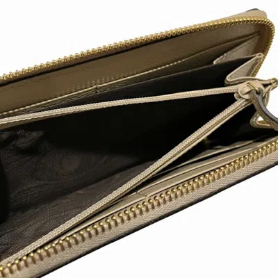 Pre-owned Gucci Beige White Gg Supreme Canvas Leather Long Wallet (bi-fold) () In Beige, White