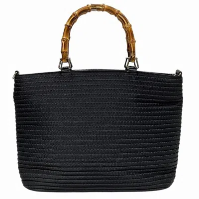 Pre-owned Gucci Black Canvas Leather Handbag Tote Bag ()