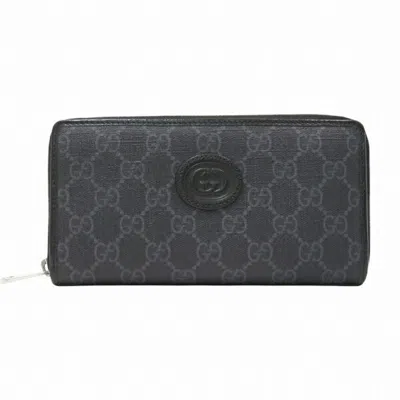 Pre-owned Gucci Black Coated Canvas Long Wallet (bi-fold) ()