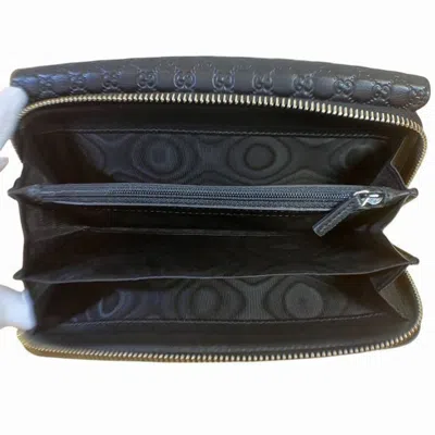 Pre-owned Gucci Black Leather Long Wallet (tri-fold) ()