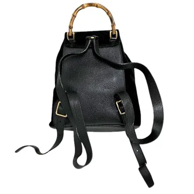 Pre-owned Gucci Black Suede Leather Backpack ()