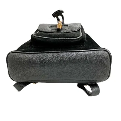 Pre-owned Gucci Black Suede Leather Backpack ()