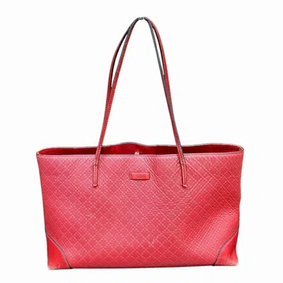 Pre-owned Gucci Diamante Red Color Leather Handbag Tote Bag ()