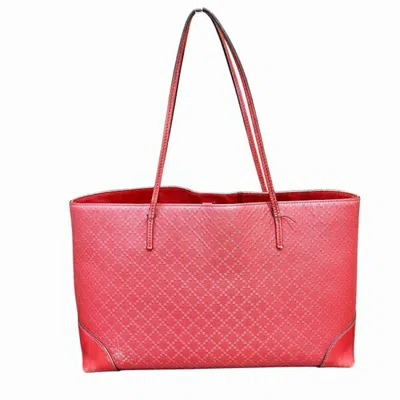 Pre-owned Gucci Diamante Red Color Leather Handbag Tote Bag ()