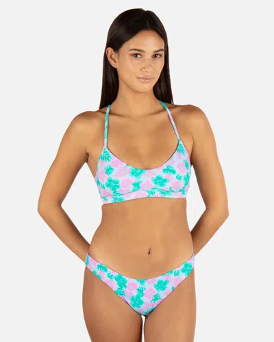 Inmocean Women's Lani Floral Adjustable Bikini Top In Teal