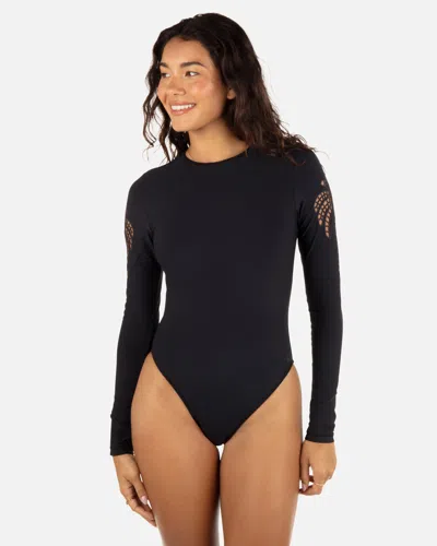 Inmocean Women's Shadow Palm Long Sleeve Moderate Surf Suit In Black
