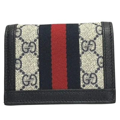 Pre-owned Gucci Navy Gg Supreme Leather Middle Wallet (bi-fold) ()