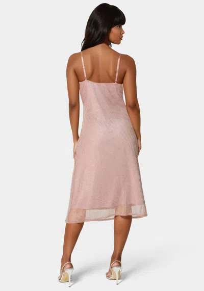 Shop Bebe Pleated Cowl Neck Midi Dress In Dusty Rose