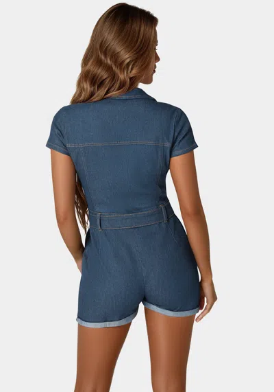 Bebe The Belted Romper In Indigo Wash