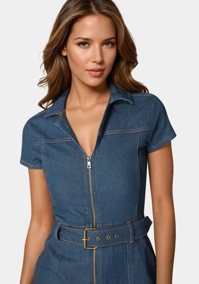 Bebe The Belted Romper In Indigo Wash