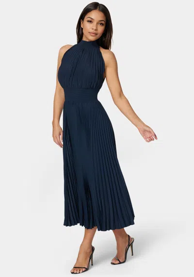 Bebe Sleeveless Pleated Dress In Royal