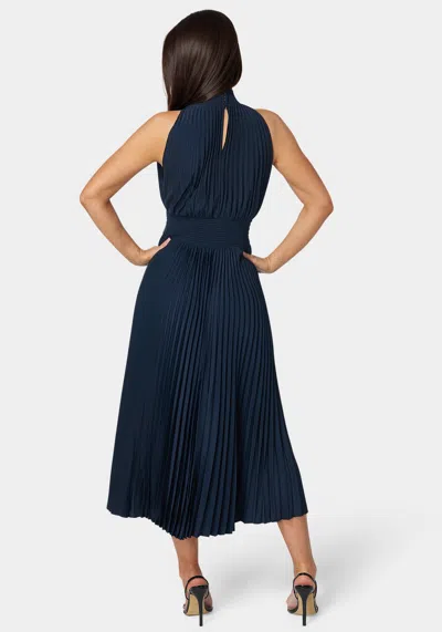 Bebe Sleeveless Pleated Dress In Royal