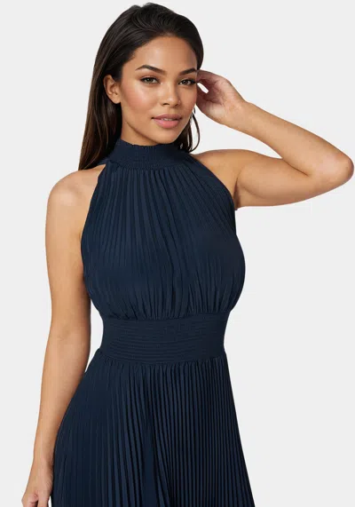 Bebe Sleeveless Pleated Dress In Royal