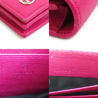 Pre-owned Gucci Pink Leather Chain/shoulder Wallet ()