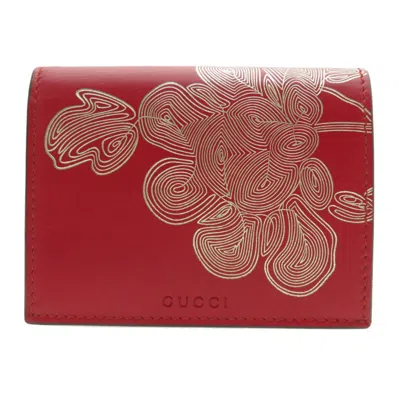 Pre-owned Gucci Red Color Leather Wallet (bi-fold) ()
