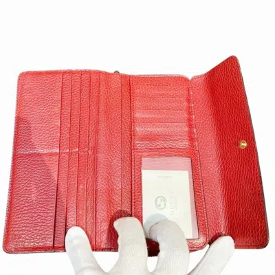 Pre-owned Gucci Red Color Leather Wallet (bi-fold) ()